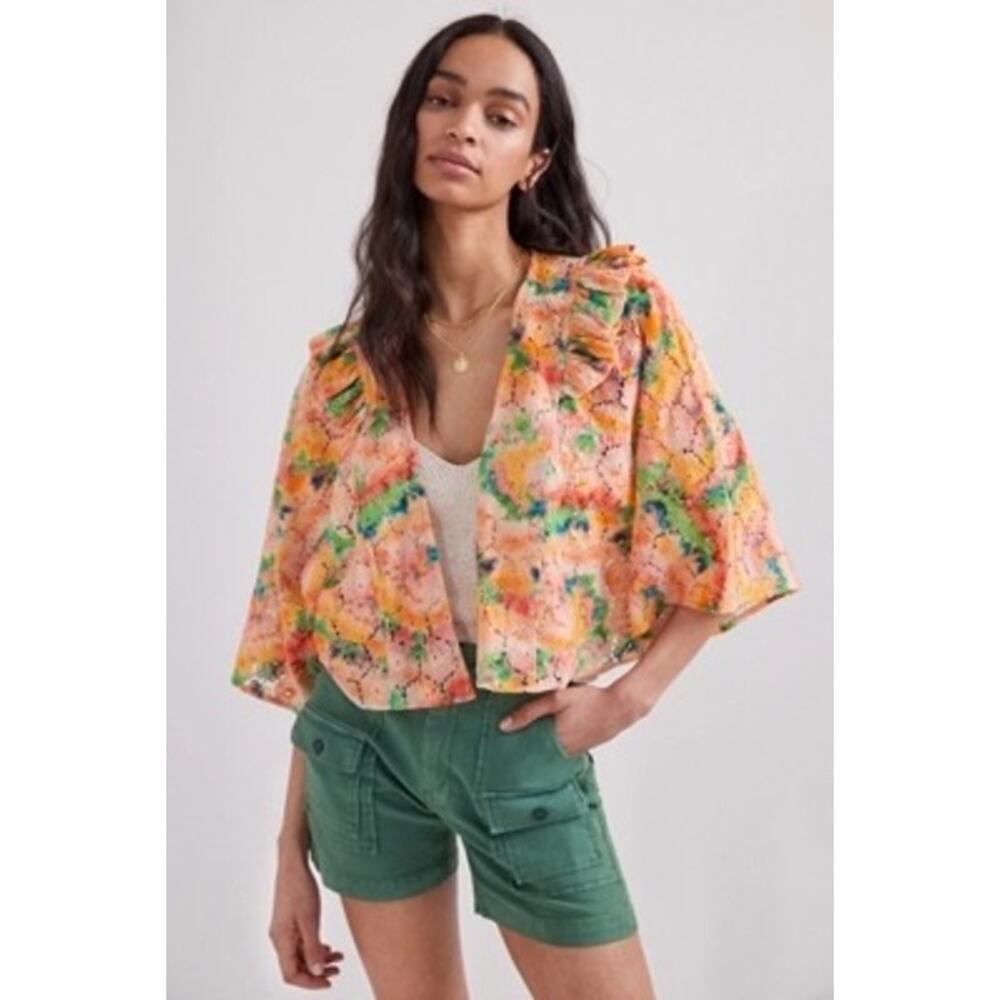 Anthropologie Cropped Floral Lace Shrug One Size